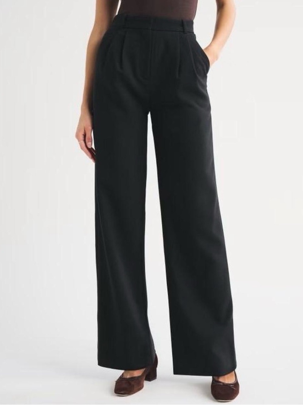 Abercrombie & Fitch Black Sloane Tailored Wide Leg Pant